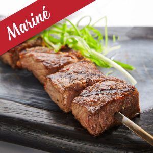 Cubes à brochettes marinés (Jack Daniel’s) de boeuf